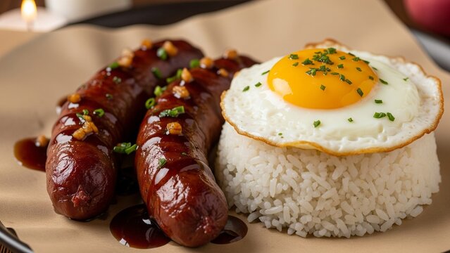 Delicious Longganisa Silog with Garlic Rice and Fried Egg