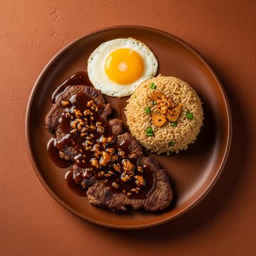 Delicious Tapsilog Beef Tapa Plate with Fried Garlic Rice