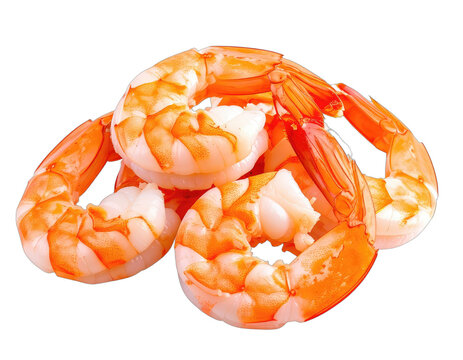 A pile of freshly cooked shrimp against a black background.