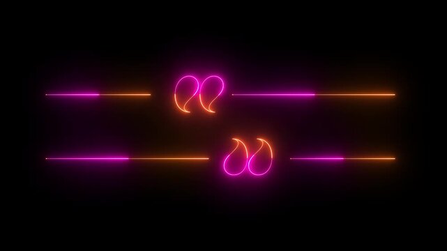 Glowing mixed neon color quote marks decorative graphic element multicolor