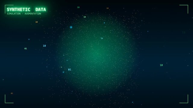 Synthetic data lattice dissolving cloud, artificial intelligence technology concept 3D animation, seamless loop.