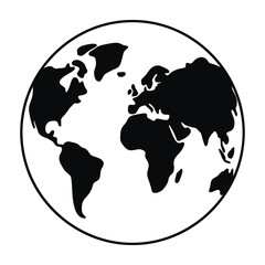 Black silhouette of world map on white background globe earth icon © Lumoraq