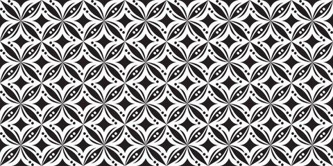 Black and white geometric floral pattern seamless background. © JihanFahri