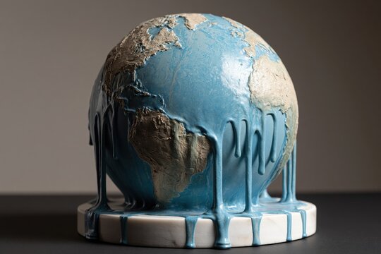 Earth globe melting representing global warming crisis