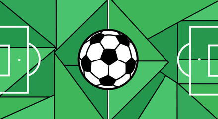 Abstract Geometric Soccer Field Illustration with Soccer Ball © fiqri
