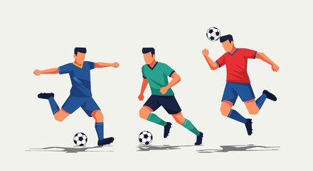 Fototapeta premium Set of Stylized Soccer Player Illustrations in Various Action Poses