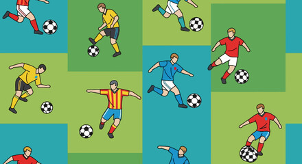 Fototapeta premium Seamless Soccer Player Illustration Pattern