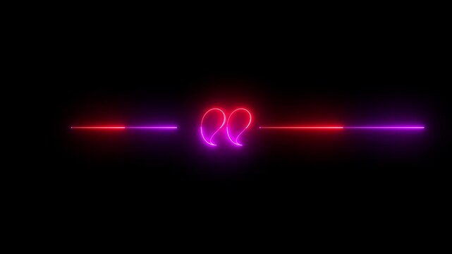Gradient neon quote symbol graphic with horizontal lines on black background