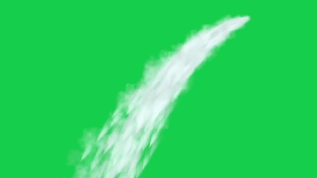 Powerful Water Jet Spray with Foam and Mist Effect Isolated on Chroma Key Green Screen Background
