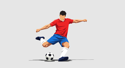 Fototapeta premium Dynamic Vector Illustration of a Soccer Player Kicking a Ball