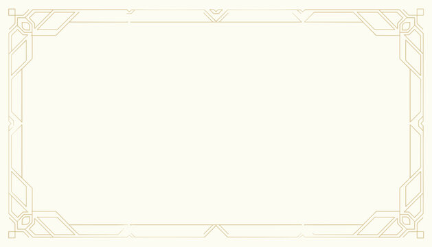 Classic art deco frame template featuring elegant golden geometric border lines on a warm cream color background.