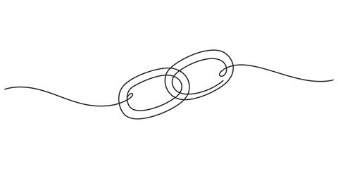 Obraz premium Continuous single line drawing of two connected metal chain links