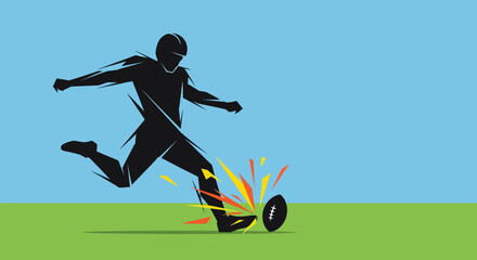 Naklejka premium Abstract Silhouette Illustration of an American Football Kicker