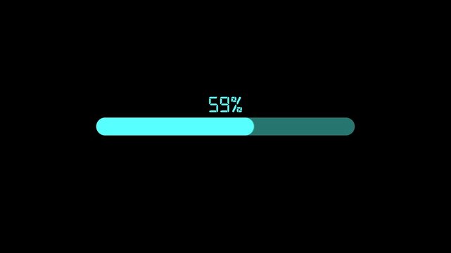 Digital Loading Progress Bar with Percentage Display on Black Background