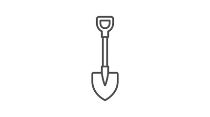 Minimalist shovel tool outline icon isolated on white background © Kemaki