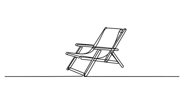 Continuous single line drawing of a beach chair for relaxing on summer vacation isolated on a clean white background isolated on white background, Vector, illustration