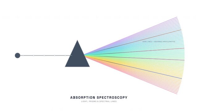 Light Spectroscopy Prism Rainbow Animation &mdash; Absorption Lines Wavelength Chemistry Loop