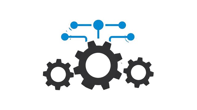Interconnected gears symbolizing automation and digital workflow integration. Mechanical cogs representing seamless system connectivity and process...