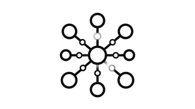Neural network diagram with interconnected nodes and AI technology concept. Flat vector illustration of deep learning, machine intelligence, and da...