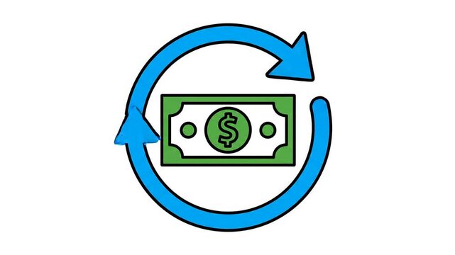 Seamless money transfer loop animation for financial apps. Circular dollar bill flow icon for banking and e-commerce UI design.