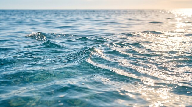 Blue Ocean Waves Rolling Toward a Sunny Beach Under Clear Summer Sky with Clouds and Horizon Landscape View