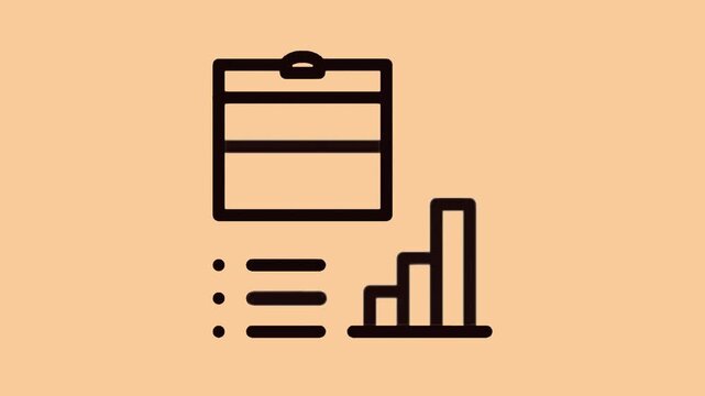 Business briefcase with animated growth chart and list icon motion footage showing professional corporate development strategy for financial analysis presentations in a clean minimalist vector design 