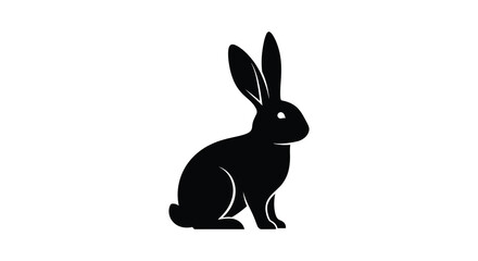 Rabbit Silhouette Against A White Background Minimalist Animal Shape Silhouette © juniper Lio