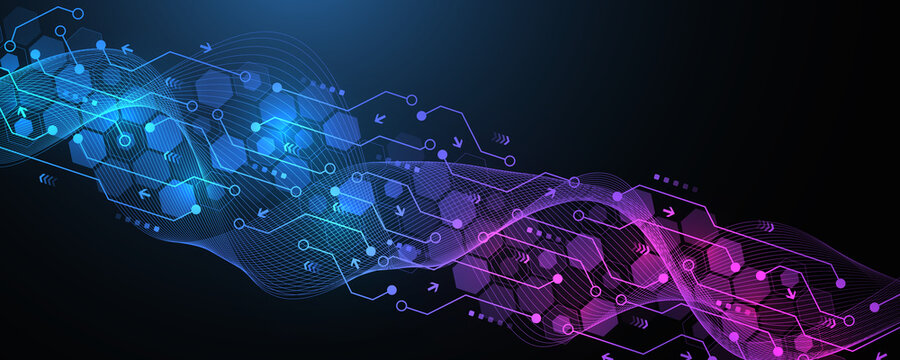 Digital tech motherboard texture design. Creative idea banner concept for internet technology. Software coding. Engineering concept for poster, cover, banner, header, web, presentation template