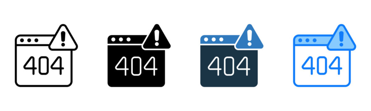Error 404 icon multiple style vector illustration
