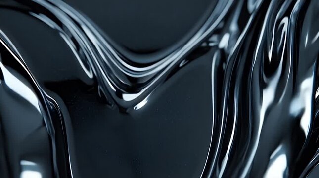 Closeup of Shiny Black Metallic Surface with Reflections