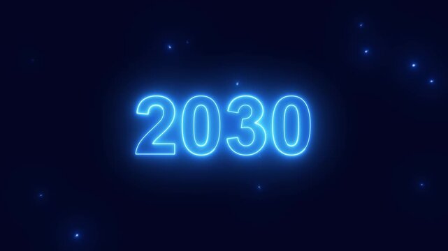 2030 happy new year 2030 animated text new year neon 2030 effective background.