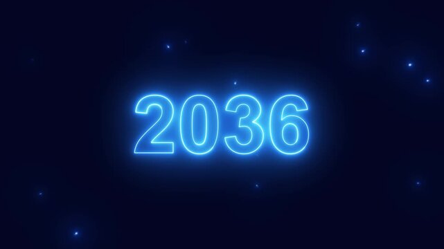 2036 happy new year 2036 animated text new year neon 2036 effective background.