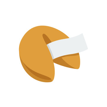 Fortune Cookie with Blank Paper Slip - Isolated on White Background
