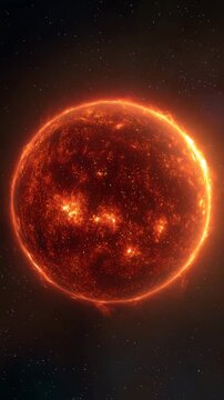 fictional burning sun in outer space vertical video