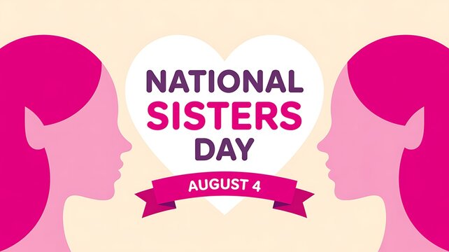 National sisters day celebration graphic with pink silhouettes