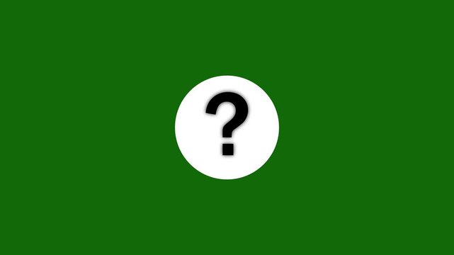 Black question mark symbol centered inside a white circle on a solid dark green background representing uncertainty inquiry or help information