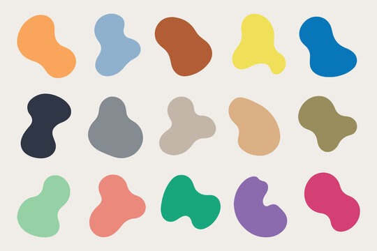 Abstract organic shapes vector set with fluid liquid blobs amoeba elements and modern minimalist design assets
