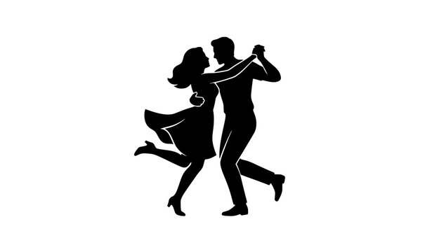 Elegant silhouette of a couple ballroom dancing romantic and graceful
