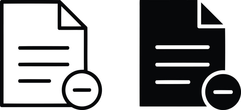 Minimalist document icons with minus and plus signs