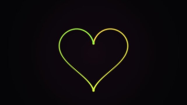 Particle Swarm Forms Glowing Heart Shape With Neon Color Shift Motion