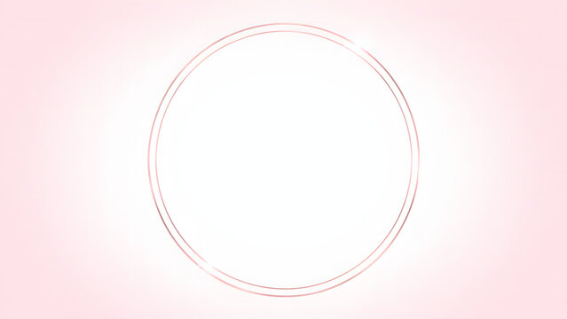 Minimalist rose gold double circle metallic frame with blank white center space on pale pink background. generated by AI.