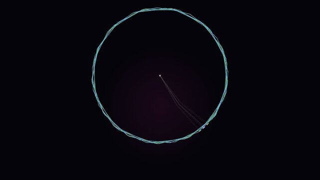 Double Pendulum Trails Loop In A Glowing Purple Circular Ring