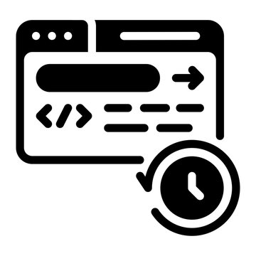 Web browser window with code and a refresh icon illustrates data.