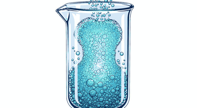 Beaker with Bubbles in a Laboratory Setting