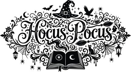 Hocus pocus halloween magic spell book silhouette design Vector © MD LIAKOT ALI
