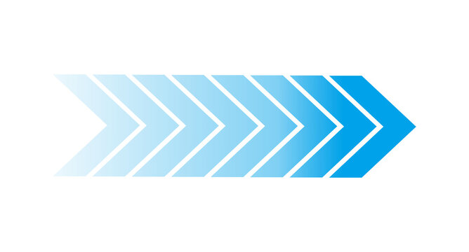 A series of blue arrows moving forward in a gradient. The arrows represent progression and direction.