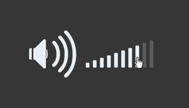 Illustration of a audio volume level control icon, sound volume slider interface - close-up.