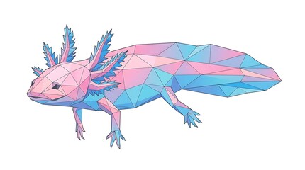Fototapeta premium Geometric pink blue animal illustration