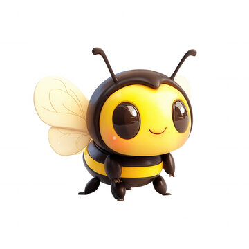 Sweet 3d bee mascot flying with small pink wings presenting a adorable appearance cheerful