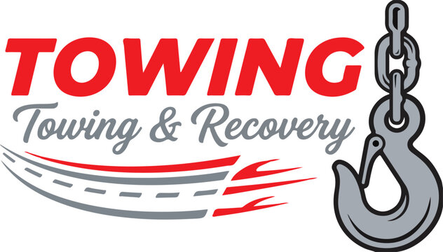 Towing and recovery service logo design with crane hook vector